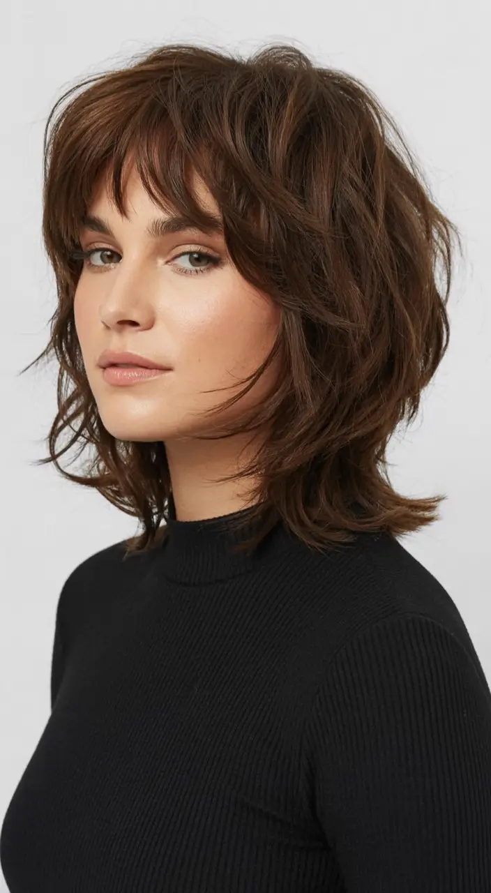 shag haircuts for women Chocolate Layered Medium Shag