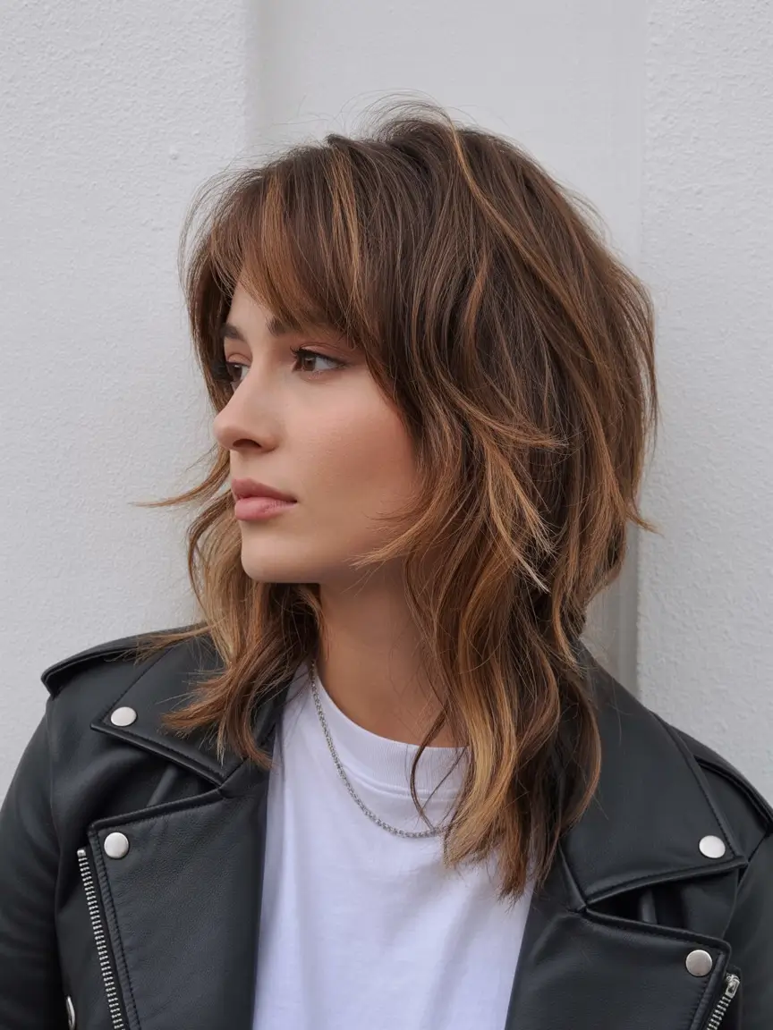 shag haircuts for women Caramel-Toned Layered Shag