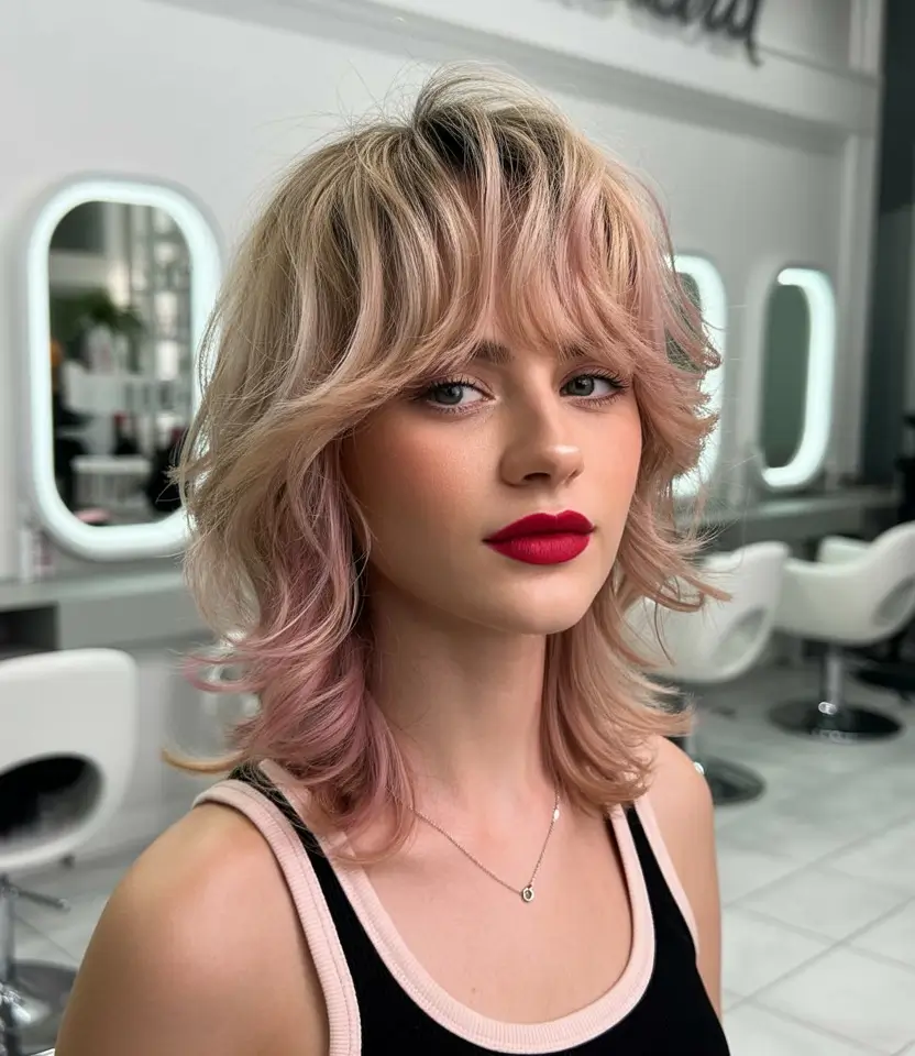 shag haircuts for women Rosy Blonde Mid-Length Shag