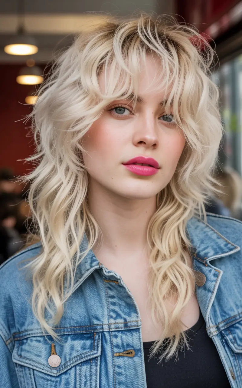 shag haircuts for women Platinum Waves with Curtain Bangs