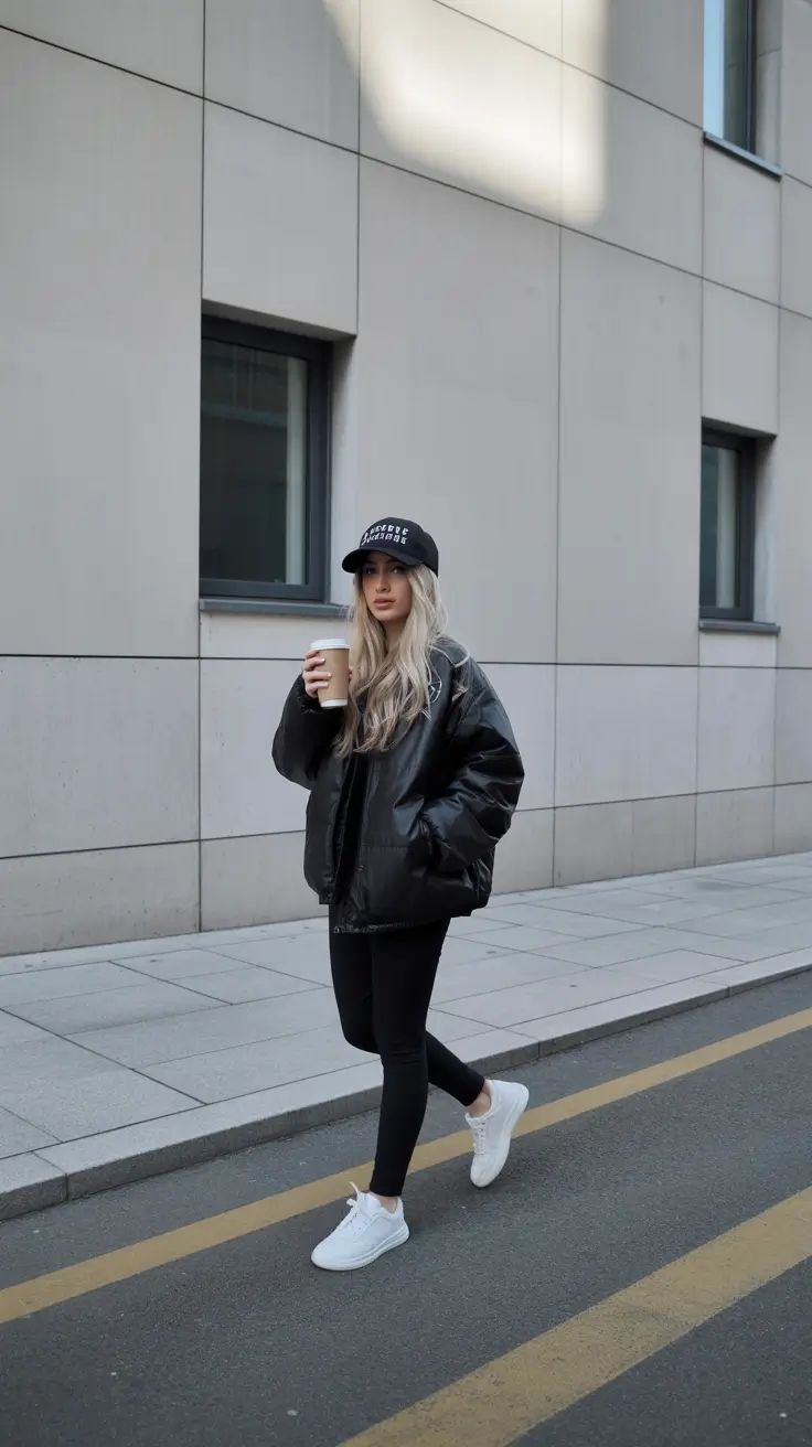fashion outfits women Monochrome Streetwear with a Sleek Edge