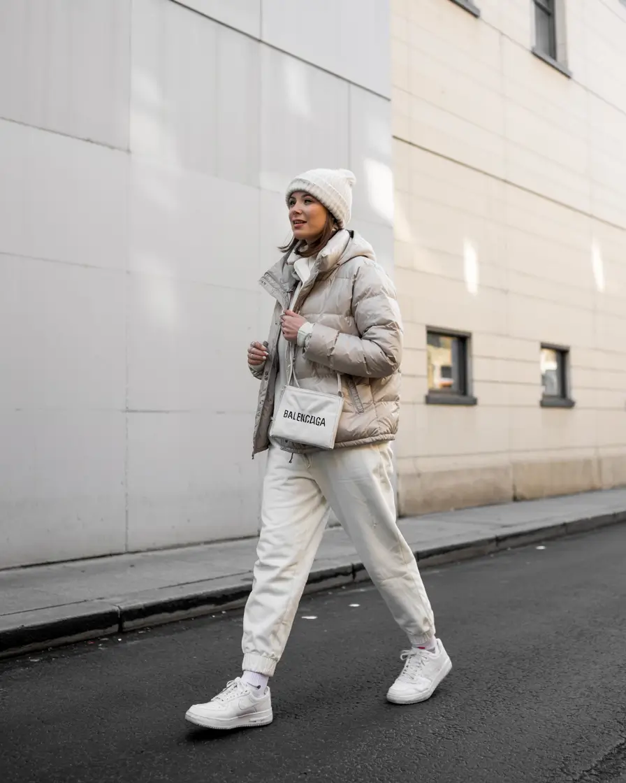 sneakers-outfits-women Winter Whites With Subtle Luxury