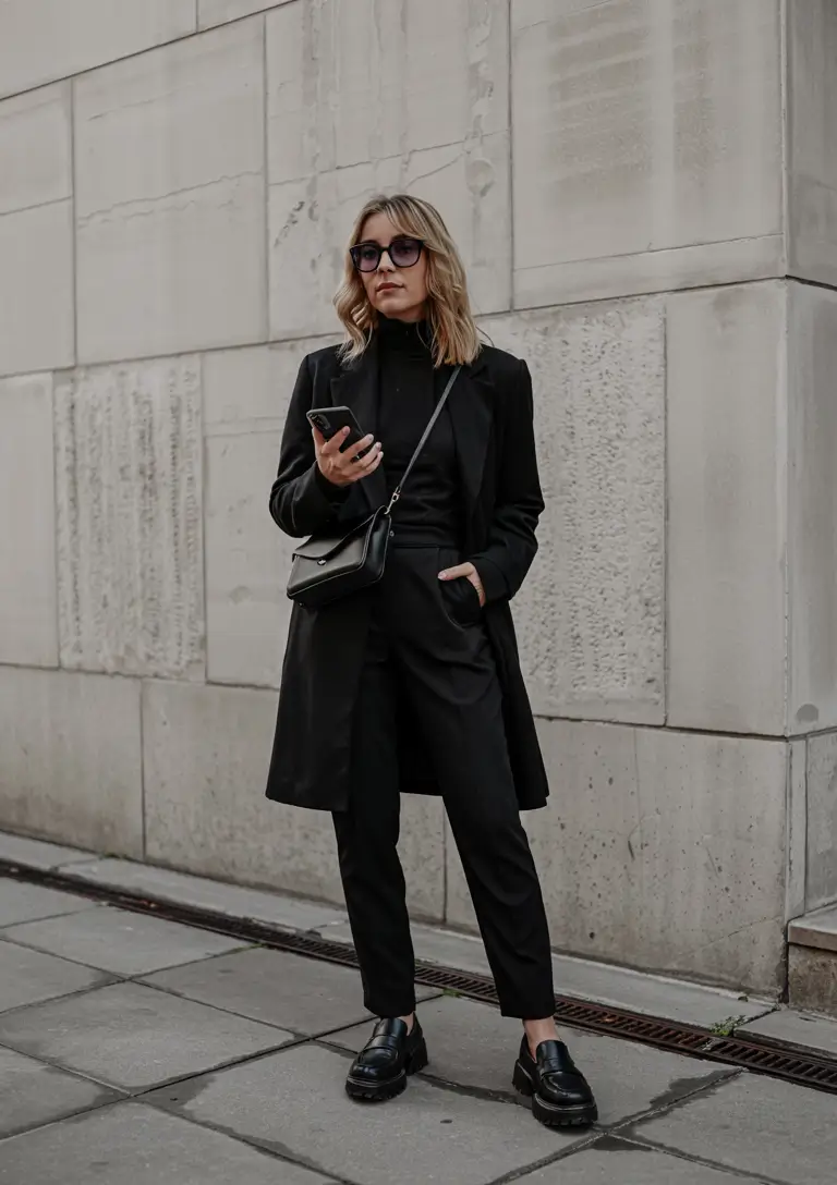 trendy outfits winter 2026 All-Black City Power