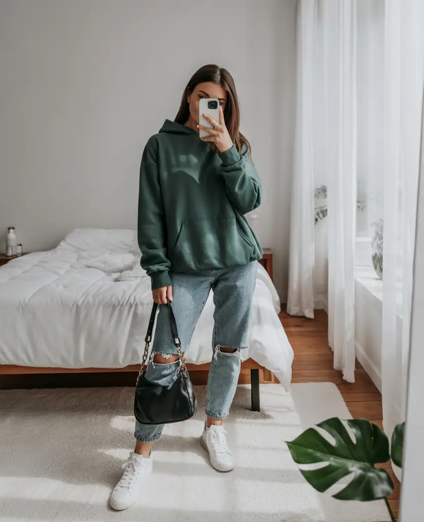 trendy outfits 2026 Cozy Green Confidence