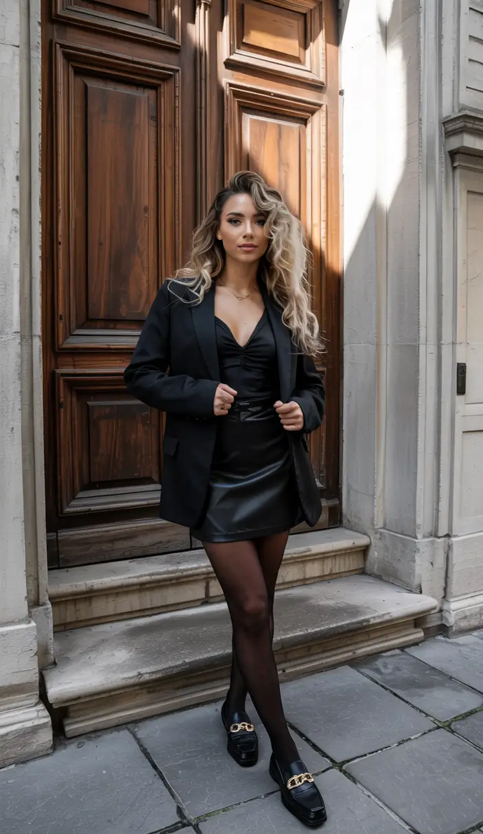 trendy outfits 2026 City Glam in Black Satin