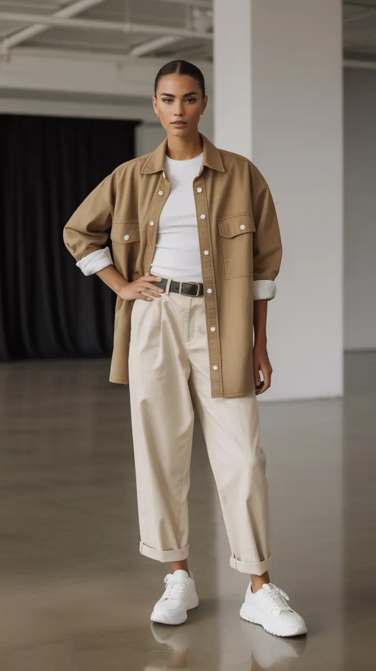 y2k outfits 2026 Soft Beige Uniform & Clean Y2K Minimalism