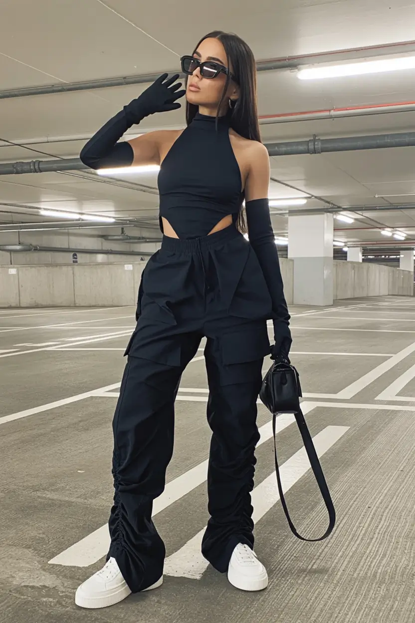 y2k outfits 2026 All-Black Drama & Ultra-Edgy Y2K Silhouette