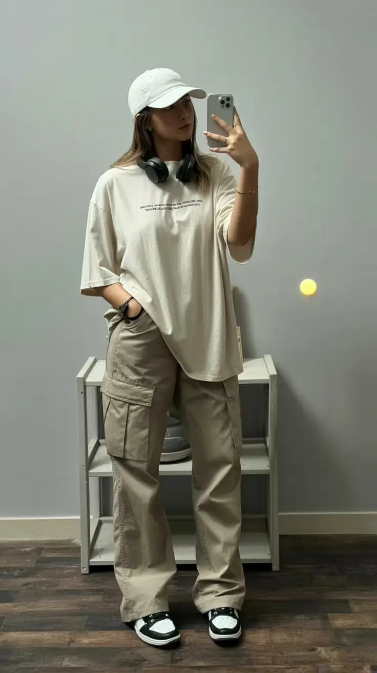y2k outfits 2026 Creamy Neutrals & Cargo Ease