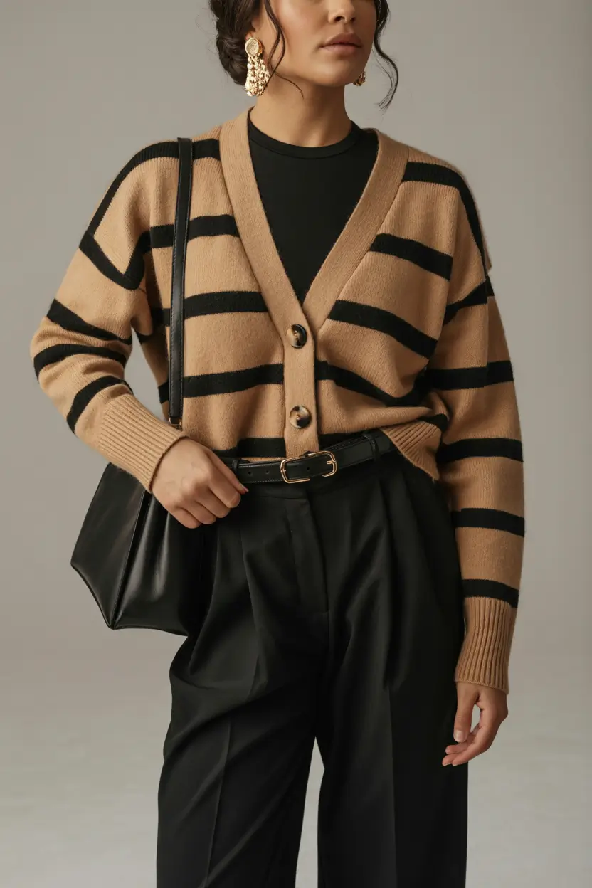 y2k outfits women Chic Patterned Knits with Tailored Ease