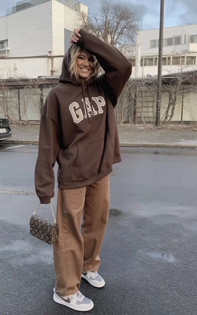 y2k outfits women Warm Monochrome Comfort with a Y2K Twist