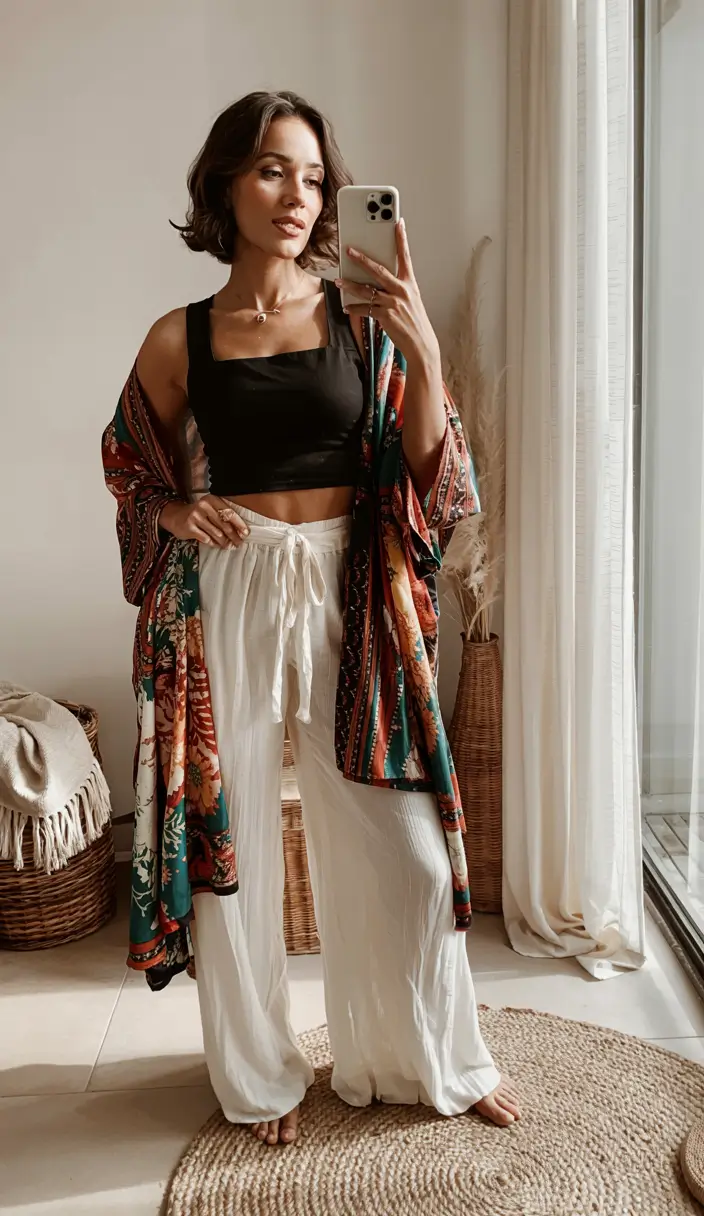 vacation outfits aesthetic Bohemian Ease at Home