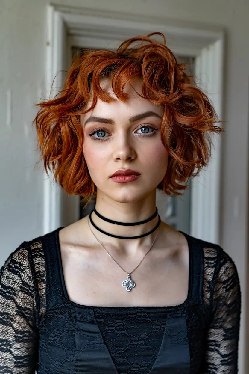 wolf haircut short hair Fiery Copper Wolf with Curly Attitude