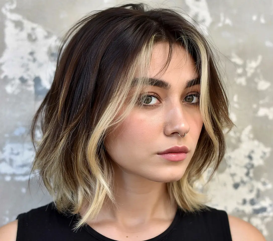 wolf haircut medium Contrast Highlight Wolf with Face Framing Glow