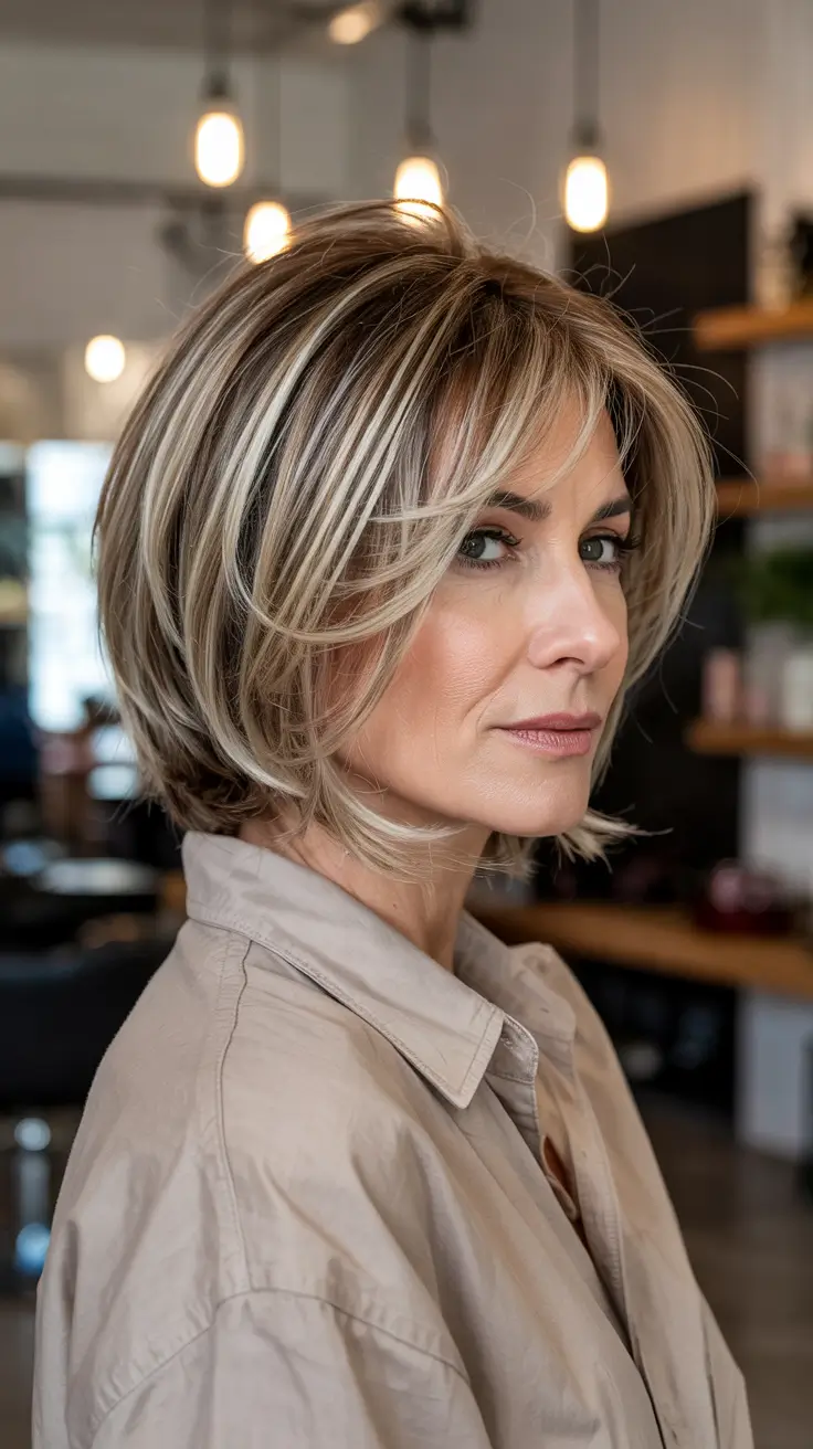 haircuts for women over 40 2026 Short Blonde Bob With Curtain Bangs