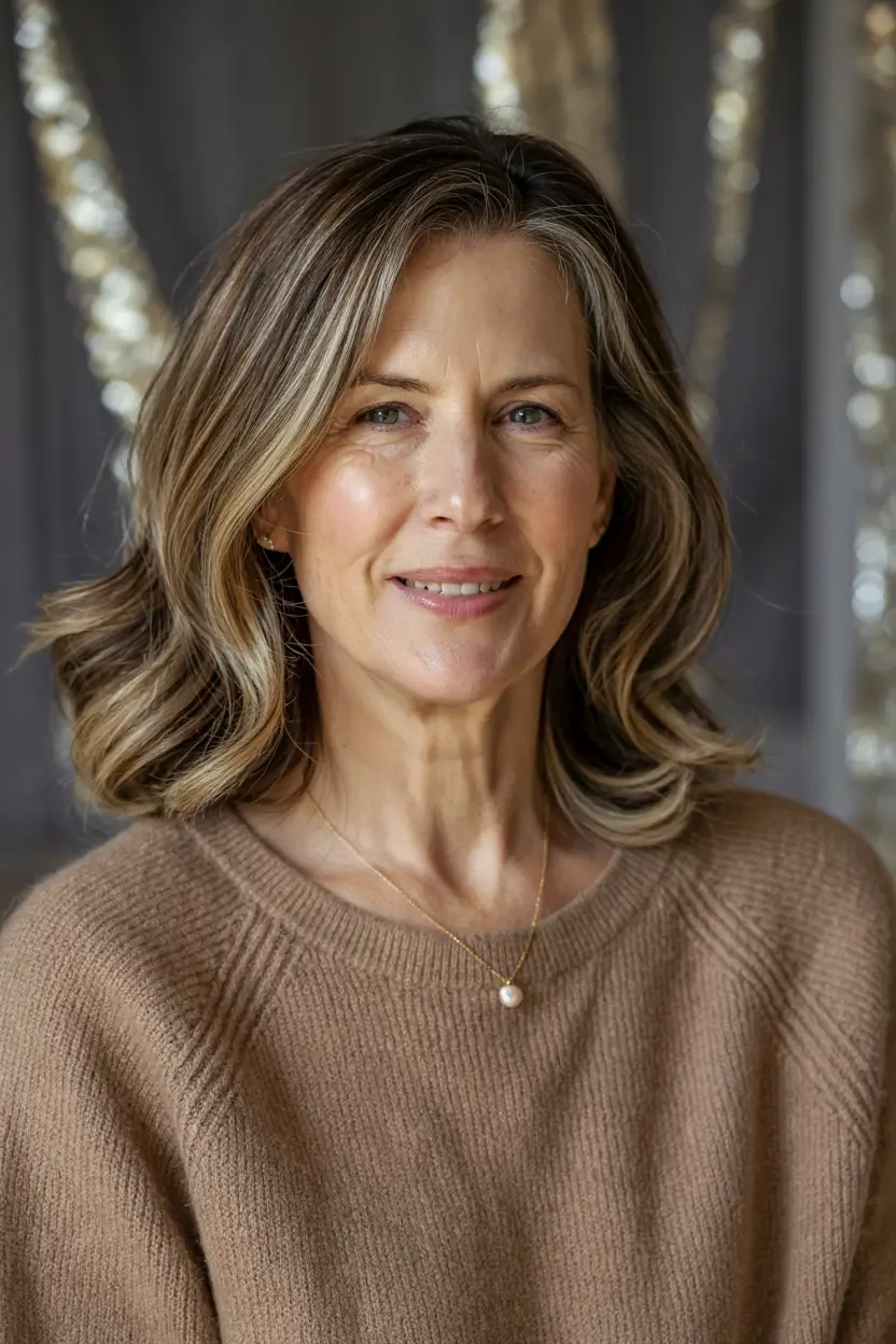 haircuts for women over 40 2026 Soft Caramel Waves With Natural Movement