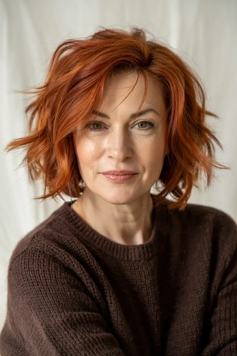 haircuts for women over 40 2026 Fiery Copper Shag