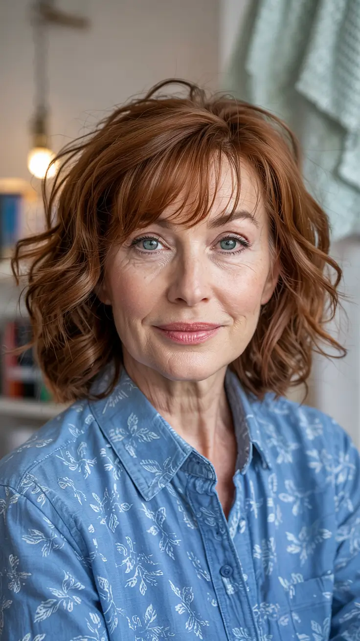 Women over 50 haircut inspiration 2026 Curly Copper Energy