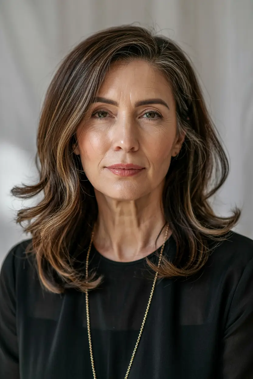 Women over 50 haircut inspiration 2026 Subtle Brunette Flow