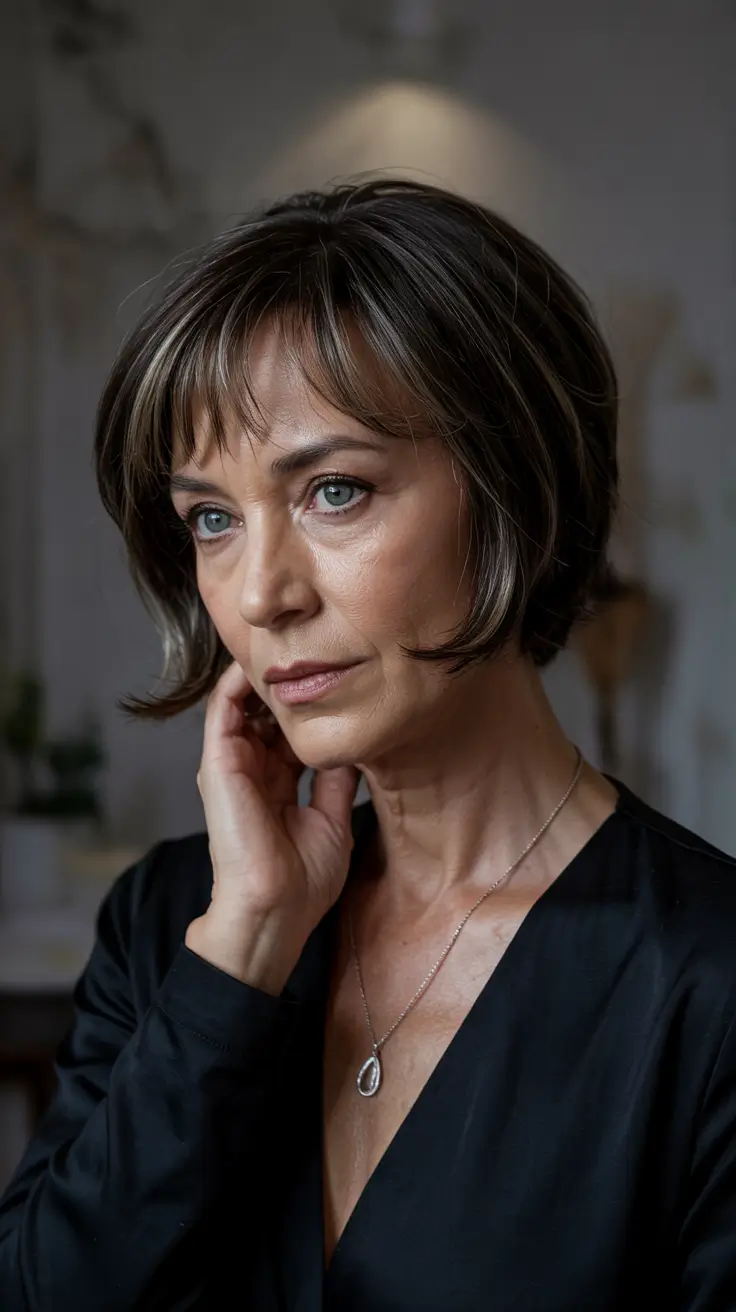 Women over 50 haircut inspiration 2026 Modern Espresso Bob