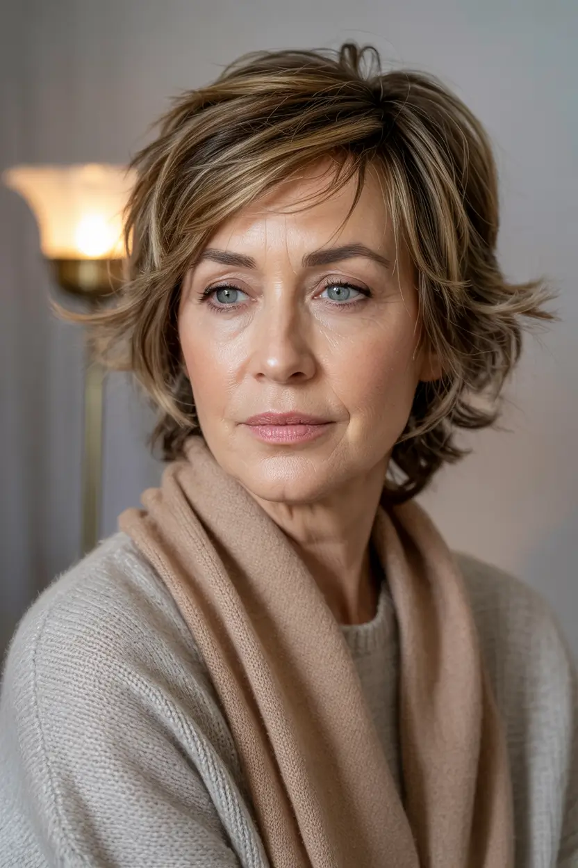 Women over 50 haircut inspiration 2026 Textured Honey Shag