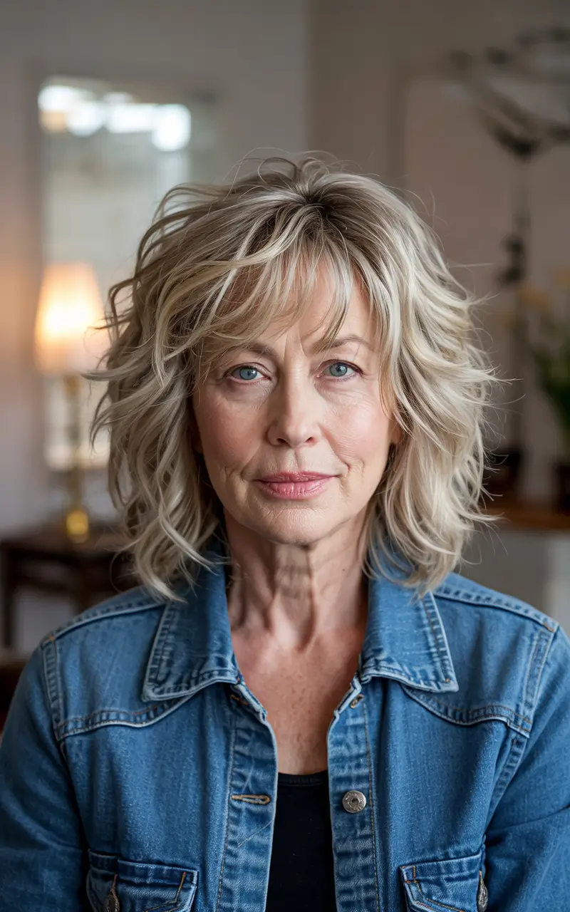 Women over 50 haircut inspiration 2026 Textured Blonde Waves