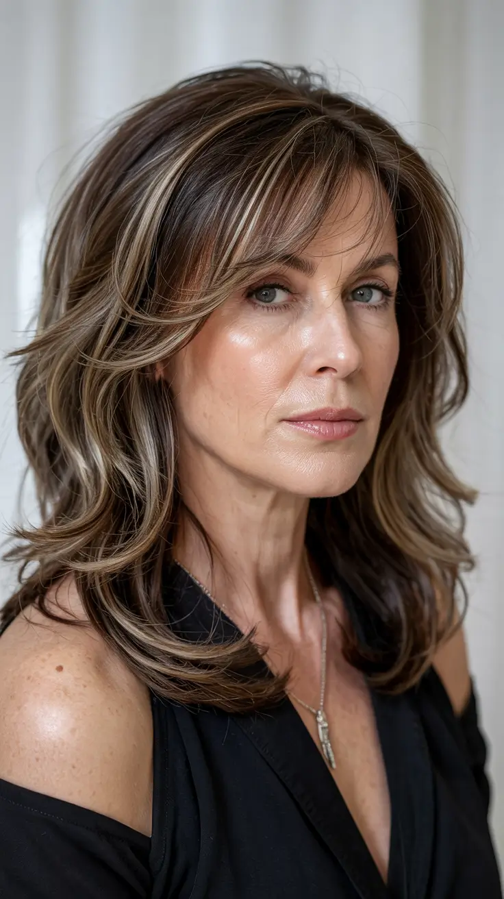 Women over 50 haircut inspiration 2026 Dimensional Brunette Layers