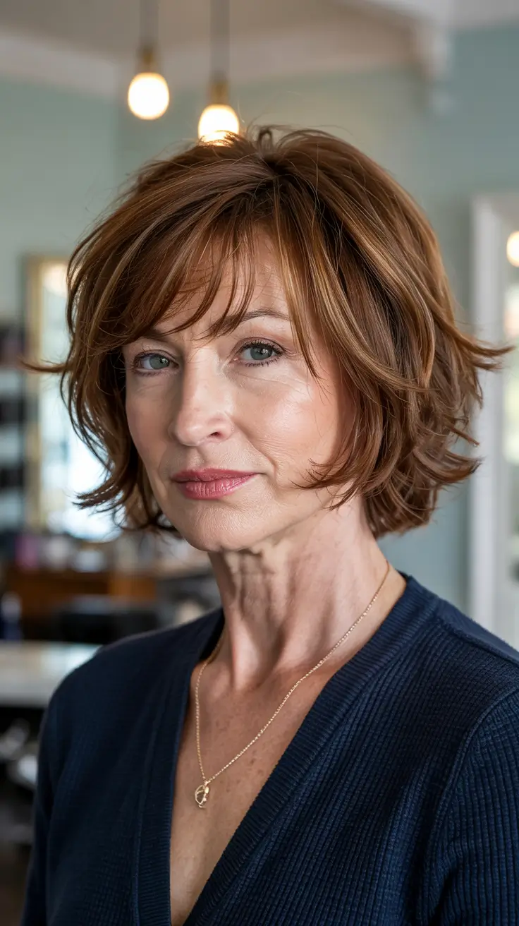 Women over 50 haircut inspiration 2026 Chic Auburn Bob