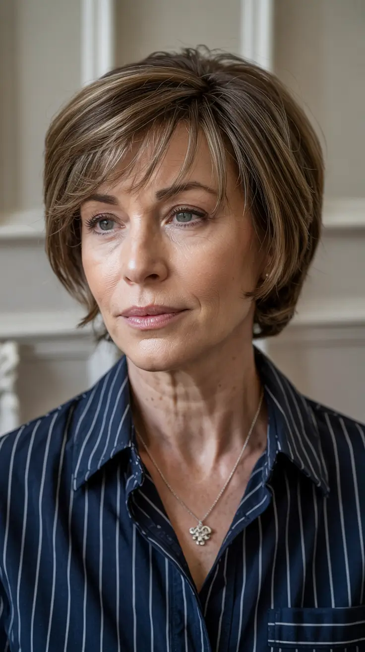 Women over 50 haircut inspiration 2026 Soft Caramel Stacked Bob