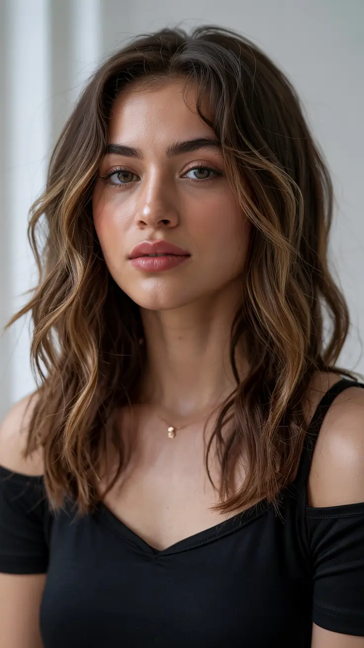 Bangs hairstyle inspiration 2026 Soft Waves with Flowy Bangs