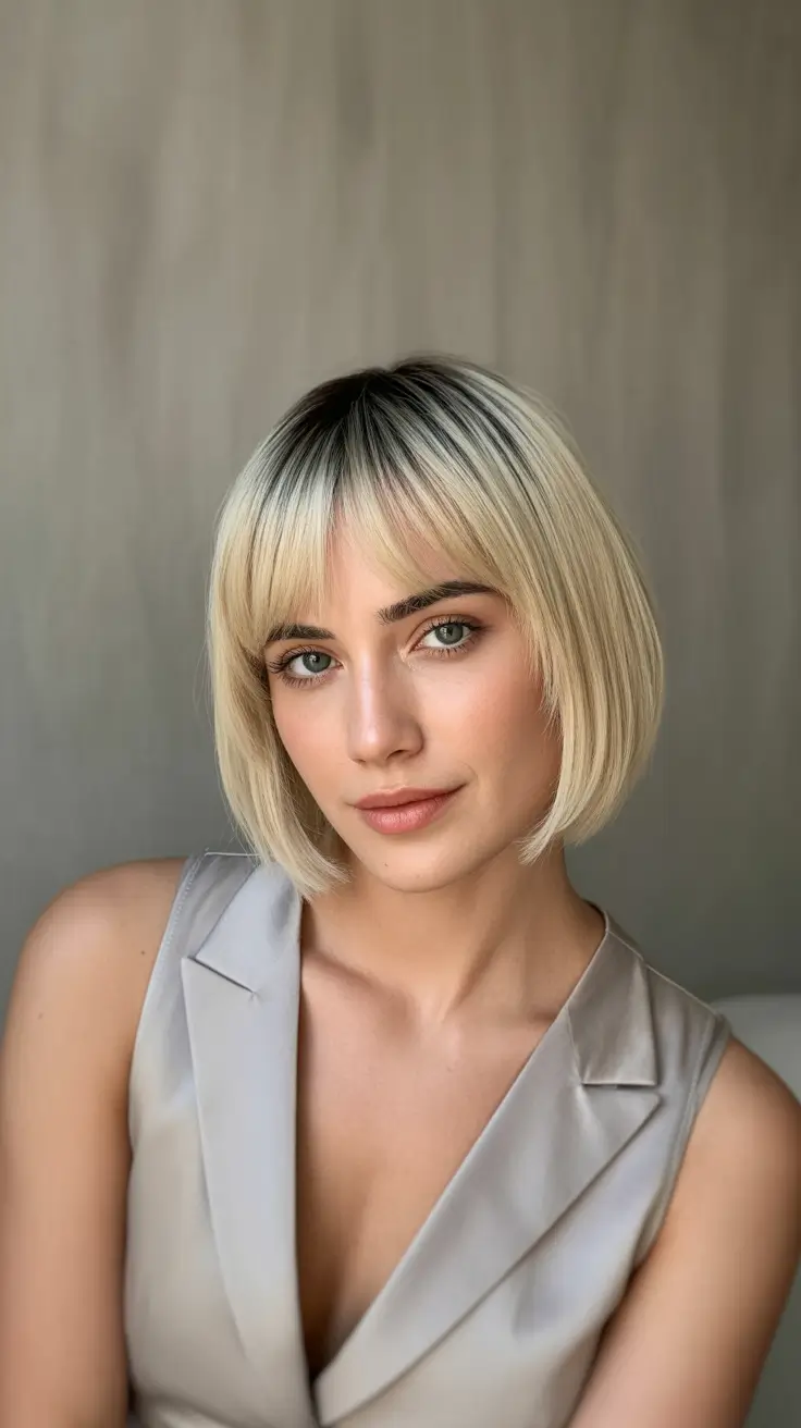 bob hairstyles Cool Blonde Bob with Micro Fringe
