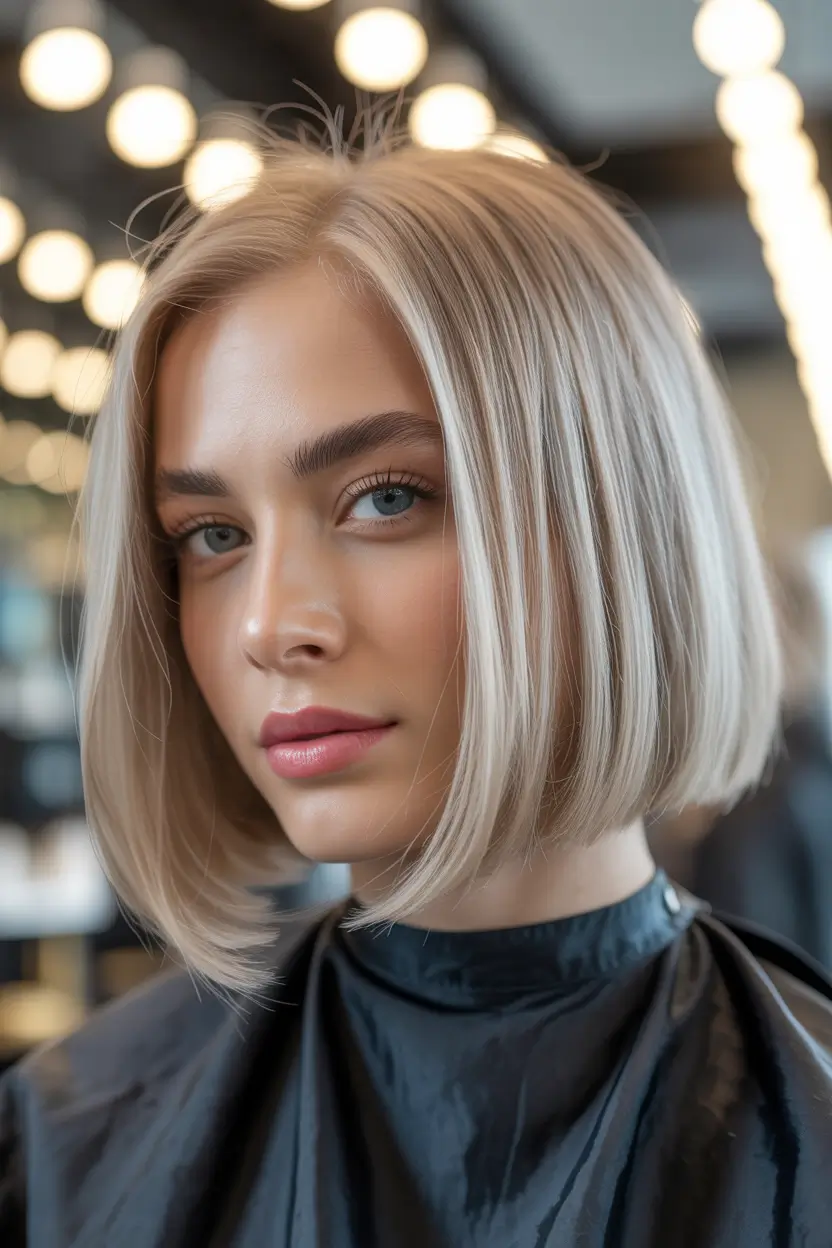 bob hairstyles Icy Blonde Parisian Bob