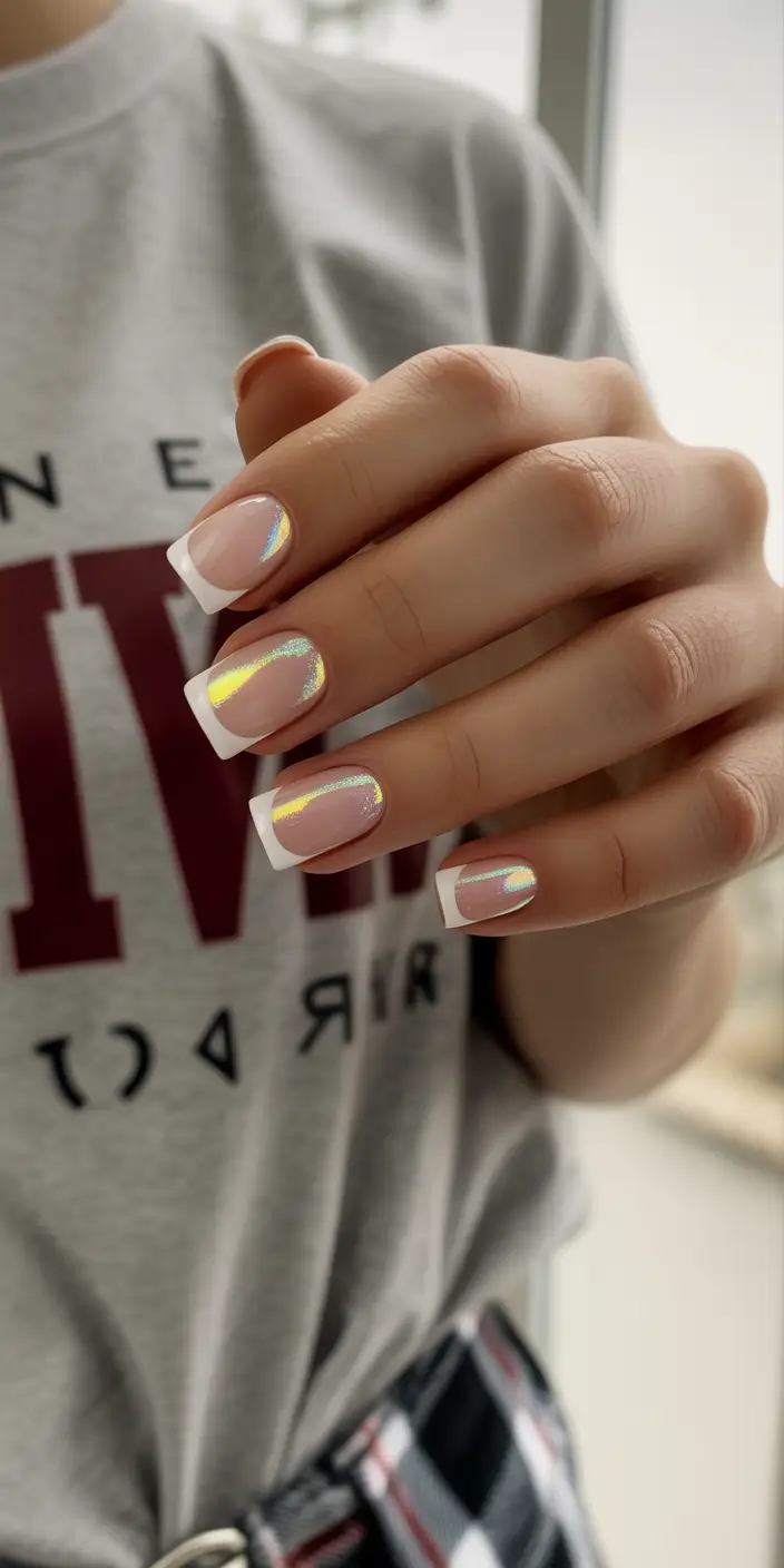 best french nails 2026 Iridescent Chrome French for the Glow Seekers