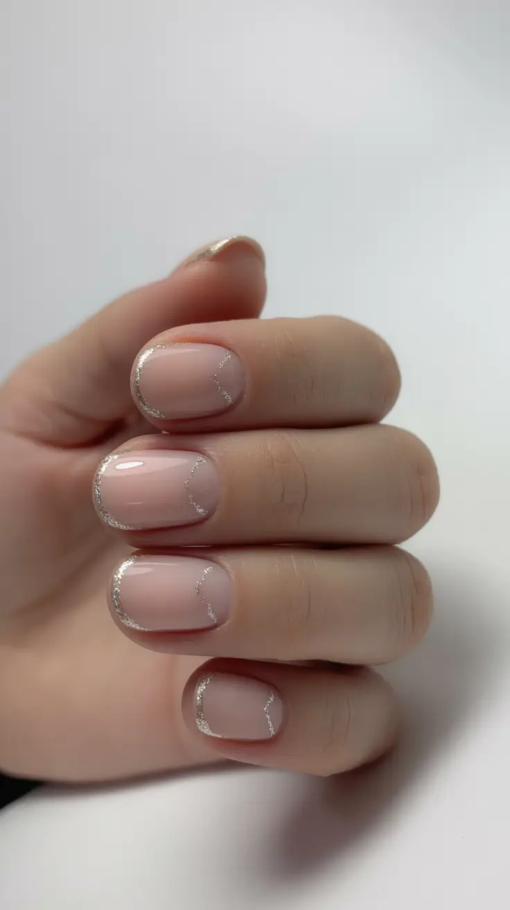 best french nails 2026 Delicate Glitter Contour French for Short Nails