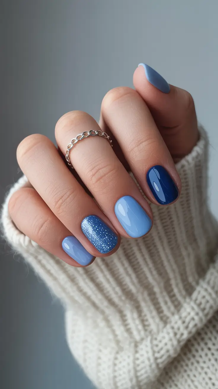 best gel nails 2026 Blueberry Frost Palette With Glitter Accent