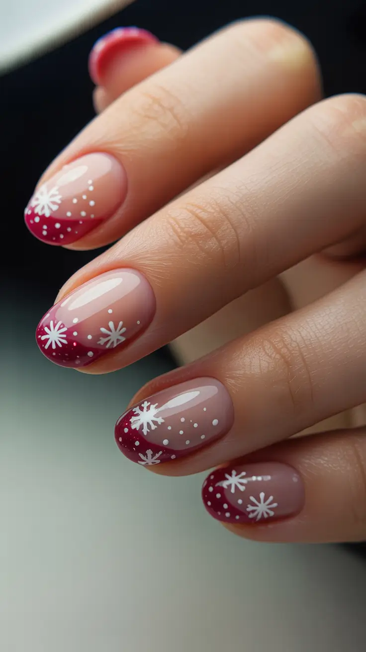 best gel nails 2026 Cranberry Snowfall French