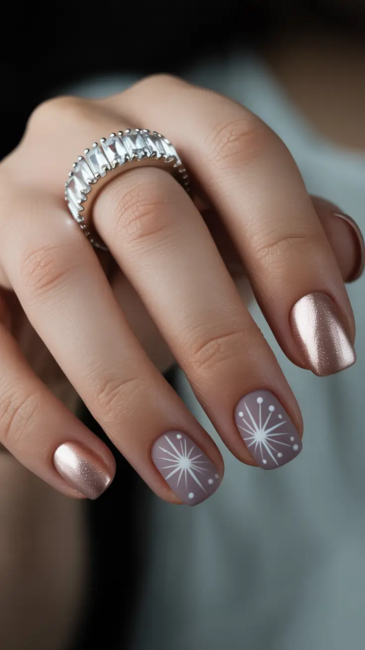 best gel nails 2026 Rose Chrome and Starburst Short