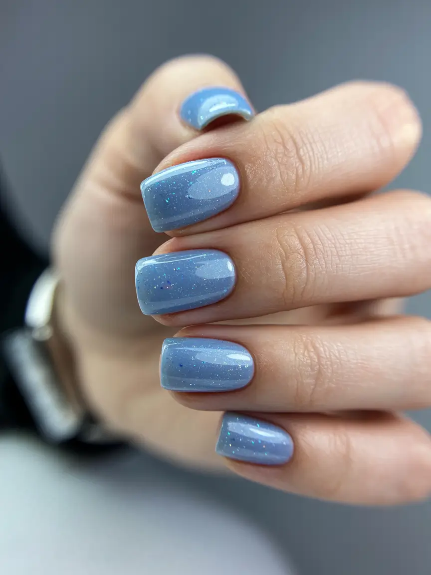 best gel nails 2026 Blue Frost Jelly Short