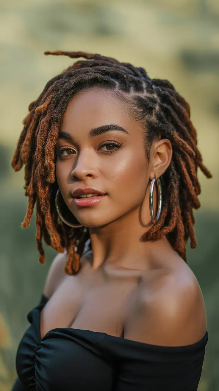 Best locs hairstyles 2026 Short Cinnamon Locs With Sculpted Elegance