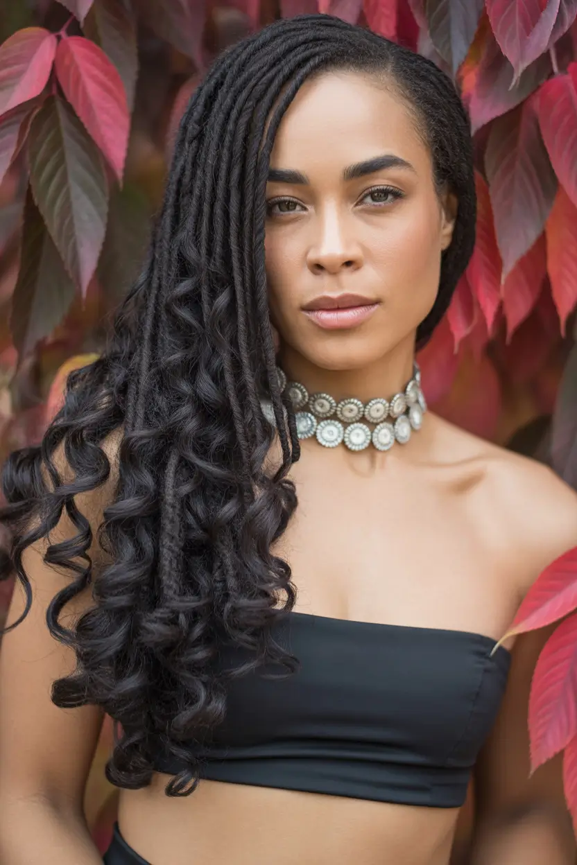 Best locs hairstyles 2026 Romantic Side Swept Locs With Cascading Curls