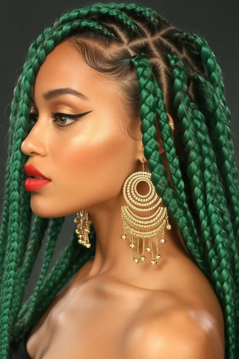 Best locs hairstyles 2026 Emerald Box Braid Loc Fusion With Luxe Shine