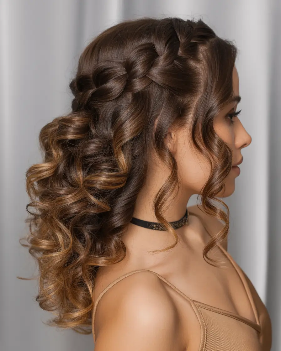 Best medium length hairstyles 2026 Romantic Braided Curls