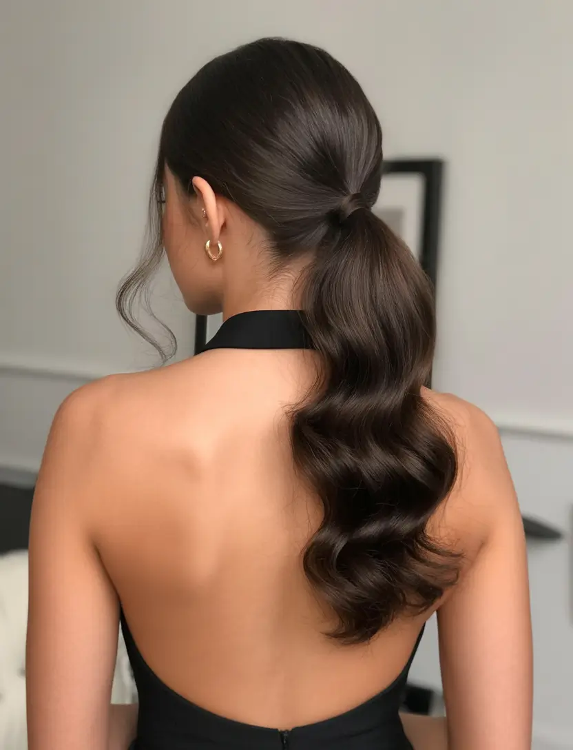ponytail hairstyles Elegant Low Wavy Ponytail