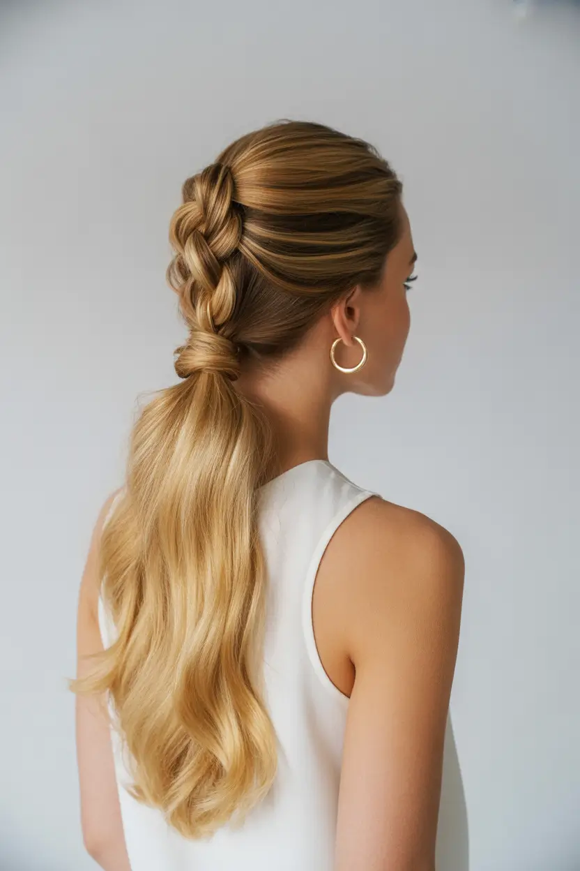 ponytail hairstyles Golden Rope Braid Ponytail