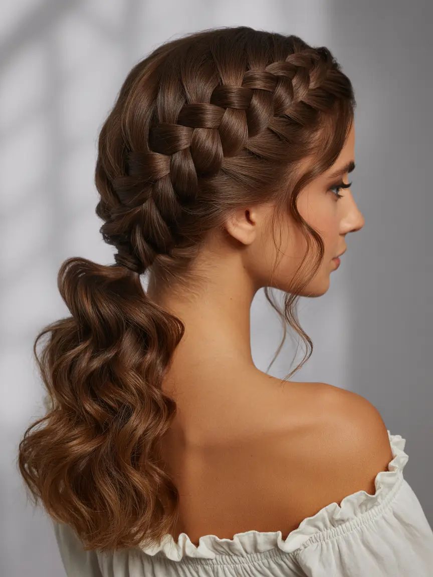 ponytail hairstyles Romantic Side Braid Ponytail
