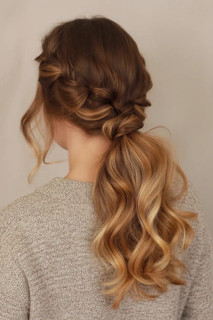 ponytail hairstyles Romantic Braided Low Ponytail