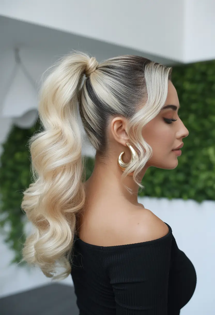 ponytail hairstyles Hollywood Glam High Ponytail