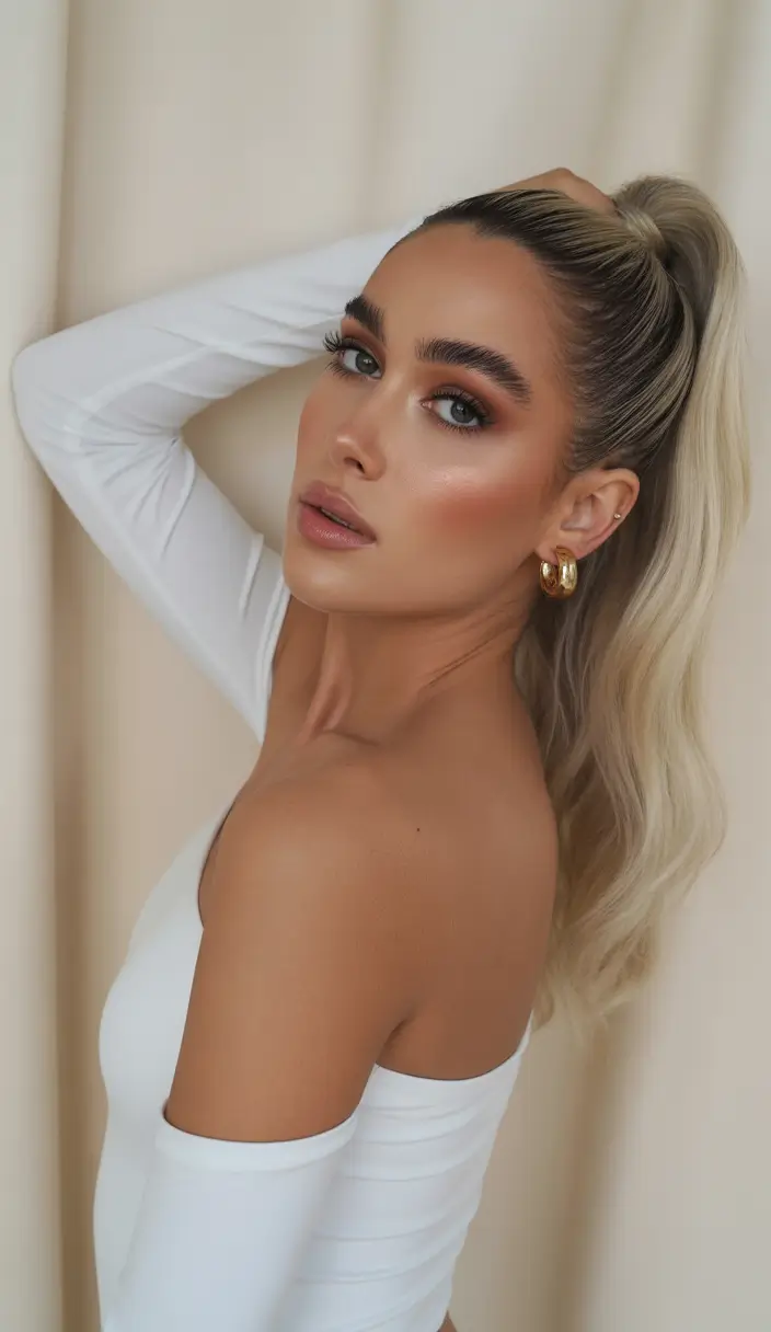 ponytail hairstyles High Sleek Platinum Ponytail
