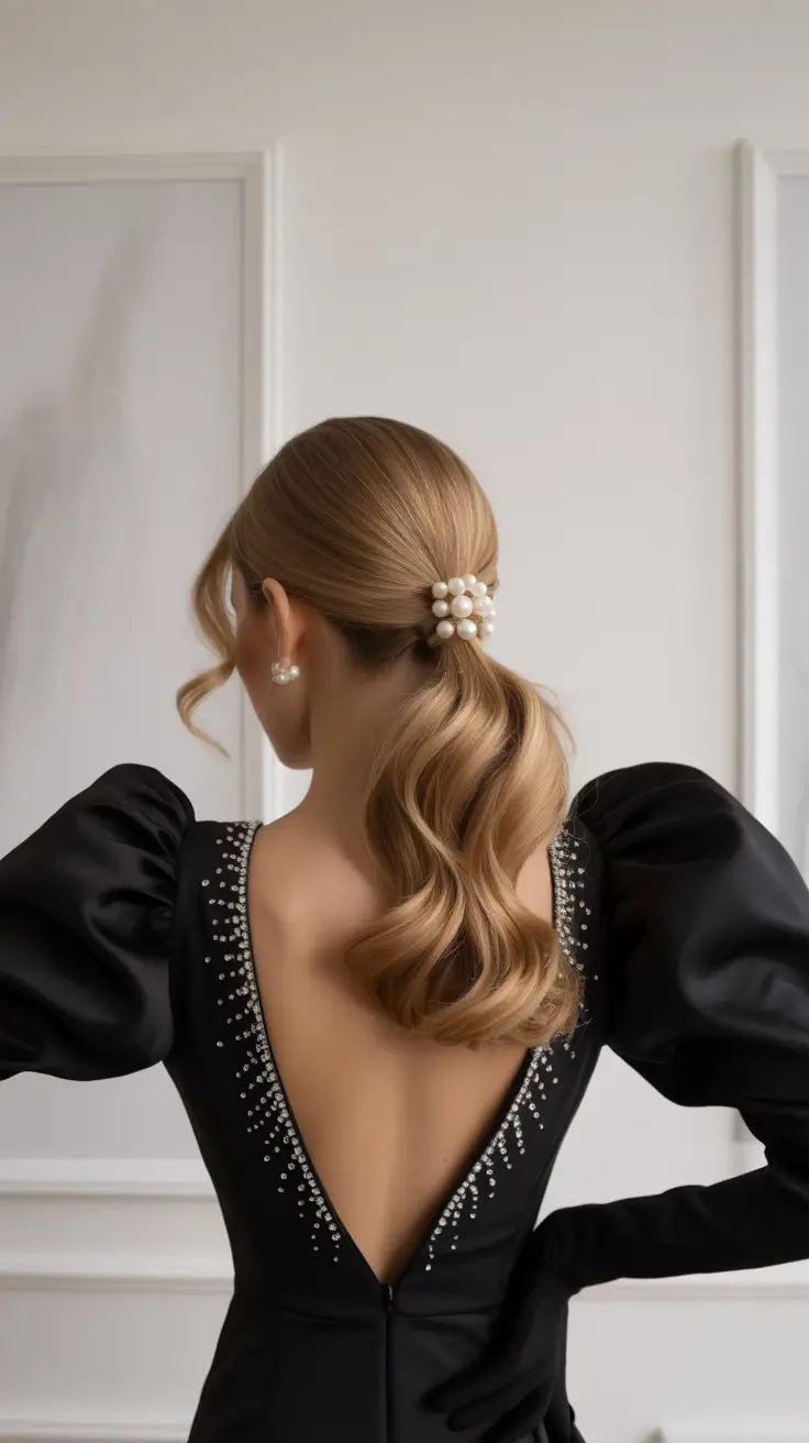 ponytail hairstyles Elegant Pearl Low Ponytail