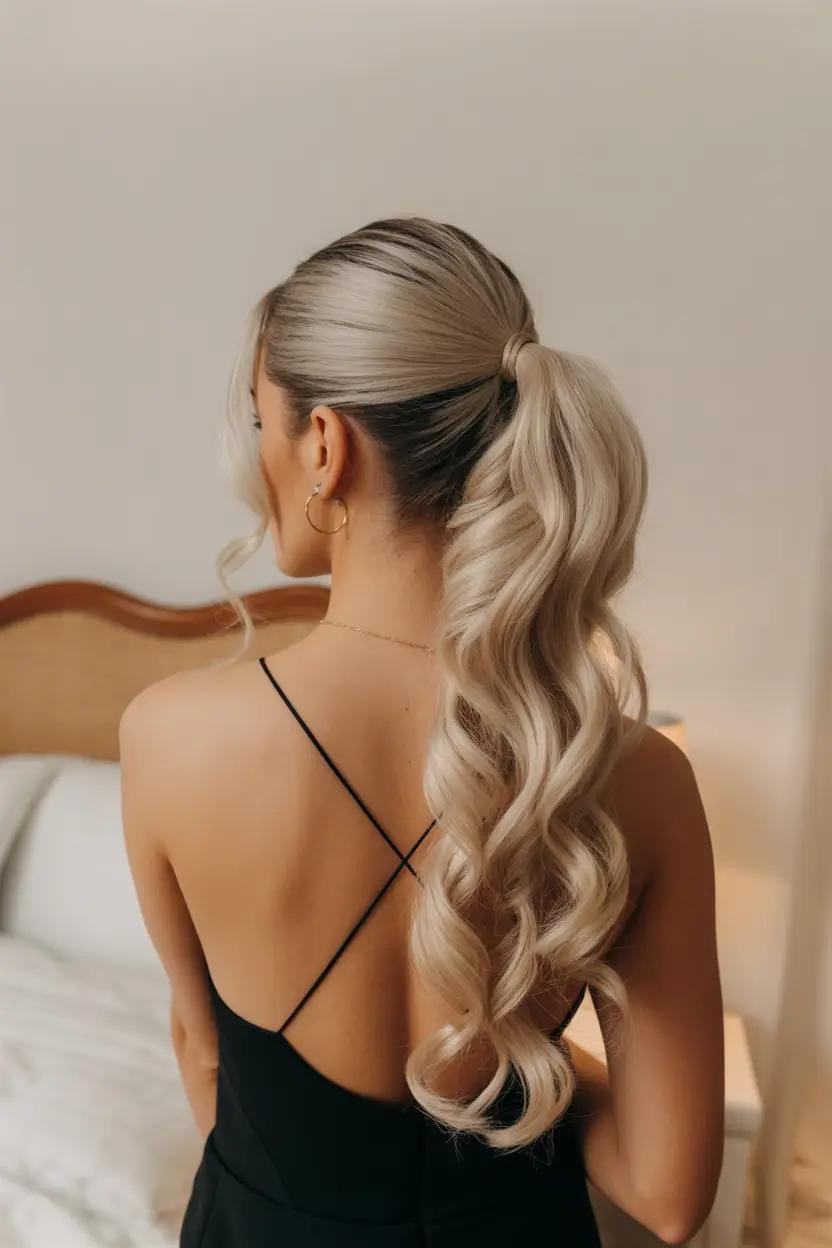 ponytail hairstyles Soft Glam Curled Ponytail