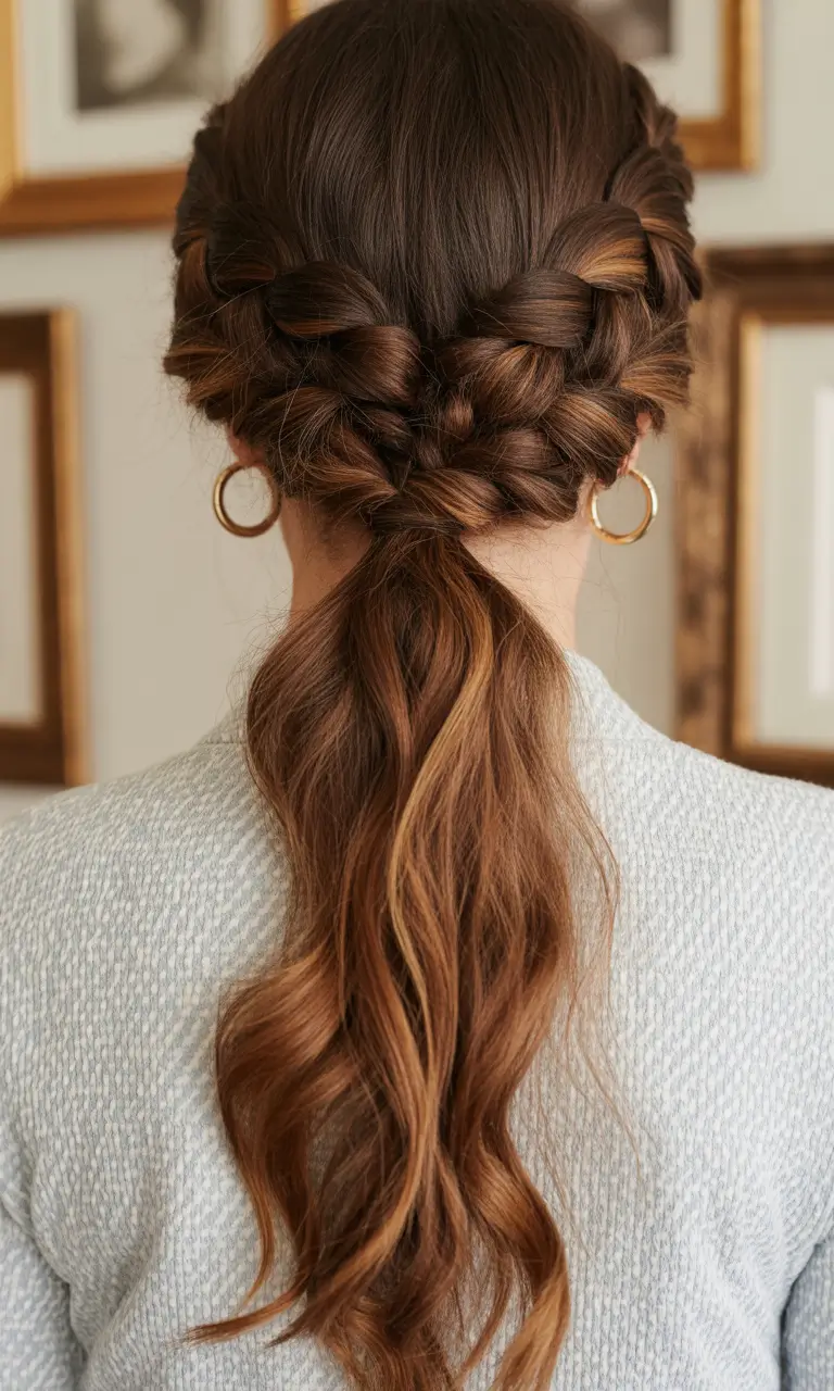 ponytail hairstyles Braided Crown Ponytail Elegance